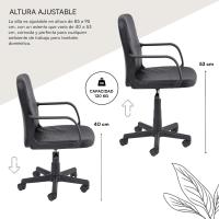Silla de Oficina ergonómica de Piel sintética Negra, con Ruedas giratorias, reposabrazos, Altura Regulable, de Acero y Espuma Blanda, fácil de Montar y desplazar, 56x48x95 cm - details 2