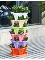 Macetas de plástico para exteriores, macetas apilables para jardín, macetas verticales para flores, maceta para fresas - details 6