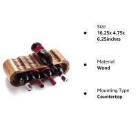Estante de almacenamiento de vino de madera, soporte de botella de encimera, 2 niveles, 8 botellas, pequeño estante de vino, organizador rústico - details 3