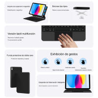 AJIUYU-Teclado mágico para iPad de décima generación, 10,9 pulgadas, magnético, iPad 10, retroiluminación, español, Teclado inteligente, funda Folio - details 3