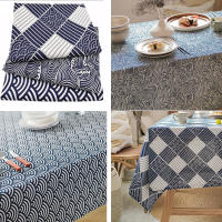 Mantel de Algodón Estilo Japonés Ripple de Mar Azul Lavable Ideal para Mesa de Café y Comedor - details 3