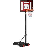 Canasta de baloncesto ajustable de 205-261 cm, aro de baloncesto portátil con soporte de acero, base rellenable y 2 ruedas de transporte para niños y adultos, rojo y negro. - details 0