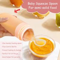 Set de 4 Cucharas de Alimentación para Bebé de Silicona Cucharas de Alimentación de Saco de 3oz con Ventosa para Niños Niñas Botella de Alimentación Autocomprable Rosa Sakura - details 4