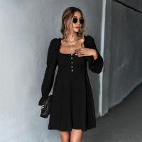 Elegante Vestido de Manga Larga para Mujer Cuello Cuadrado Cintura Ajustada Ropa de Moda Trendy - details 10