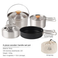 Cocinas de acero inoxidable para exteriores, de 4 piezas juego familiar, portátil, para Picnic, sopa, freír, vaporera, para el hogar - details 20