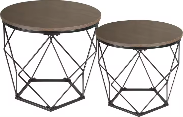 Mesa auxiliar de metal Función de cesta para salón, dormitorio, oficina Marrón claro/negro - 1