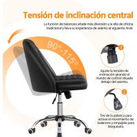 Giratoria Cuero PU Ergonómica Sin Reposabrazo con Ruedas Capacidad 136 KG Negro - details 4