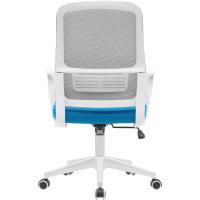 Silla de escritorio ergonómica con ruedas giratorias antiarañazos, respaldo de tela transpirable y soporte lumbar, sillón de estudio u oficina, ajuste de altura del gas 98-108 cm (azul y - details 3