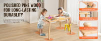 SucceBuy Mesa sensorial para niños pequeños, contenedores de almacenamiento, tablero de actividades de doble cara, mesa de arena y agua para juegos en interiores y exteriores, mesa sensorial de madera para niños para dibujar, estudiar, comer, natural - details 2