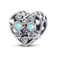 Pulsera de plata de dos tonos con colgante triple celestial de cuentas en forma de corazón para la fabricación de joyas - details 16
