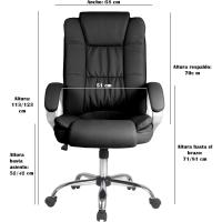 Sillón de oficina elevable y reclinable, piel sintética, color topo - details 2