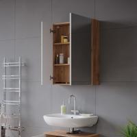 Armario con espejo de baño "Irma", Goldkraft roble/blanco alto brillo, 60 x 75 cm - details 7