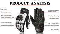 Guantes de moto AFS 6 de fibra de carbono, protección contra caídas, de cuero, transpirables, para montar - details 6