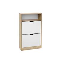 Armario para Zapatos con 3 Compartimentos Zapatero con 3 Niveles Blanco Ajustable-Entrada de Puerta Pasillo Sala de Estar Dormitorio 60 x 24 x 120 cm LBC03WT, Madera de ingeniería - details 8