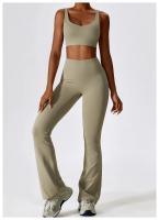 Traje de Yoga Deslizante para Mujer Entrenamiento de Baile Secado Rápido Fitness y Ocio Conjunto de Deporte de Dos Piezas Chaleco+Pantalones - details 19