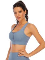 Tops cortos cruzados para mujer, camisa deportiva de manga corta para Yoga, color azul - details 3