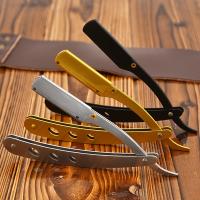 Afeitadora de peluquero Vintage profesional, afeitadora plegable de acero inoxidable para hombres, herramienta de corte de pelo Manual con agarre antideslizante - details 0