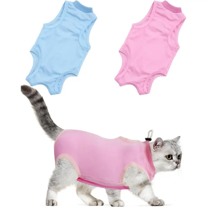 2 piezas de ropa de rehabilitación para gatos, ropa de recuperación postoperatoria, antiarañazos y antilaminación, suave para gatos - 1