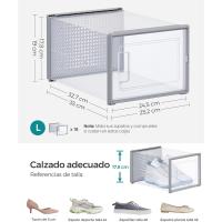 Cajas de Zapatos de Plástico Juego de 18 Organizadores Plegable, Apilable, Transparente, Blanco - details 19