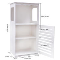 Armario de baño de madera estrecha, mueble resistente a la corrosión, color blanco - details 1