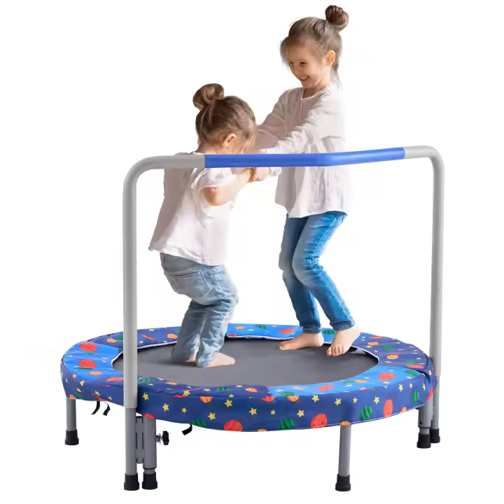 SucceBuy Trampolín para niños de 36 pulgadas, trampolín para interiores y exteriores de 3 pies, mini trampolín plegable con asa, trampolín de rebote - 1