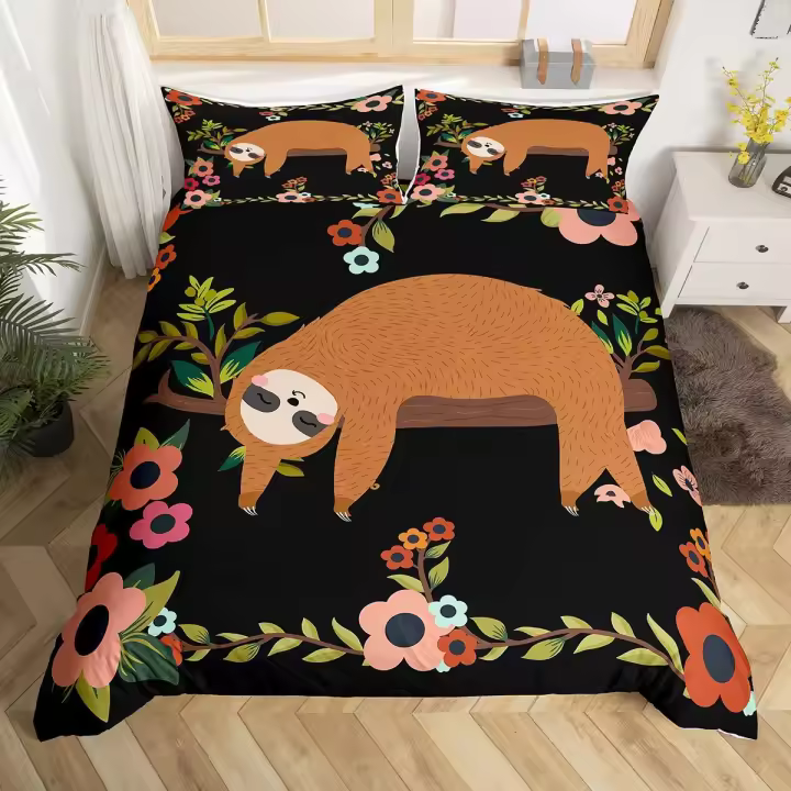 Juego de Ropa de Cama de Pato de Boca de Pie Cubierta de Edredón de Poliéster con Diseño de Animal Divertido de Eslavo Ideal para Habitaciones de Niños - 1
