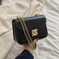 Bolso de hombro con solapa de diseño simple, bolso tipo cartera versátil de piel sintética, bolso cruzado con cadena de metal - details 0