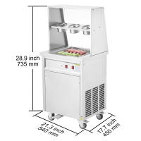 SucceBuy Máquina para hacer rollos de helado frito: sartenes cuadradas, compresor, grado comercial, acero inoxidable - details 1
