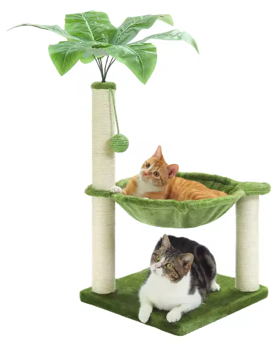 PAWZ-Pequeño árbol para gatos, torre linda con postes rascadores de sisal para gatos pequeños, hamaca grande para gatos - 1