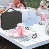 Cubiertos y Cucharas de Acero Inoxidable, Juego de Cubiertos Portátiles Dorados para acampar al Aire Libre, Plato para Barbacoa - details 3