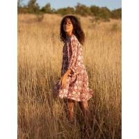 Vestido corto de vacaciones de playa de rayón informal suelto con lazo floral para mujer de moda de verano - details 54