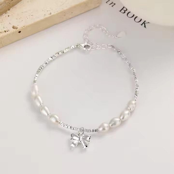 Pulsera de Plata Aretes Perlas Única y Nueva Diseño Sensacional para Mujeres - 1