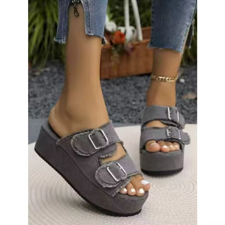 Zapatillas de tacón de cuña de verano para mujer - 1