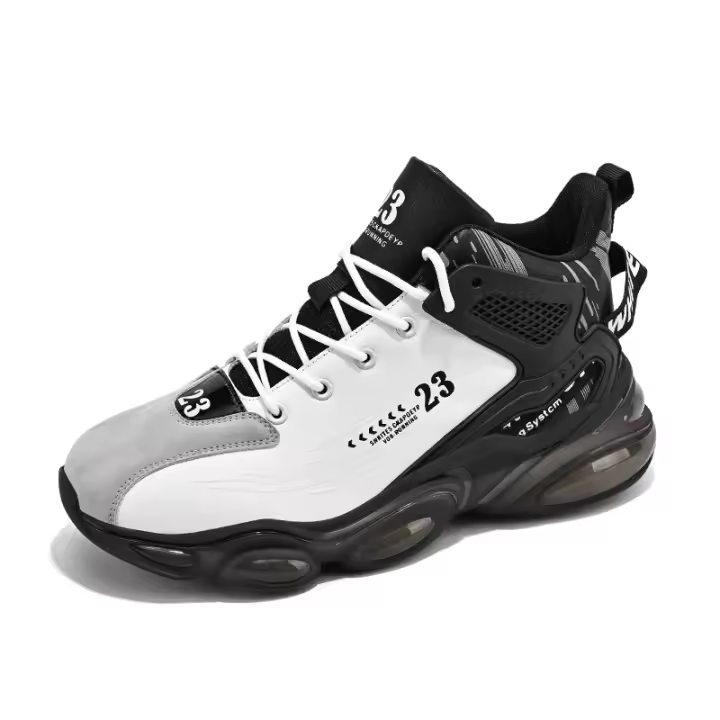 Zapatillas de Baloncesto para Hombre Blancas con Almohadón de Aire Deporte Casual Caminata Botas de Tobillo Gimnasio Entrenadores Material de Interior y Exterior Resistente al Desgaste - 1