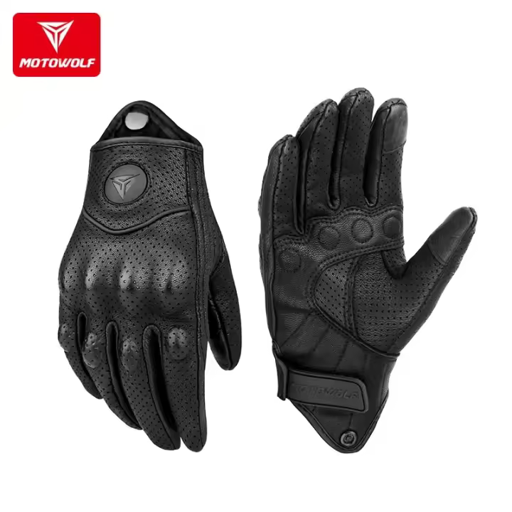 Guantes de Moto de Cuero Genuino Invierno Antiviento Táctil Protección de Articulaciones Mejor Precio Talla M-2XL Lavable - 1