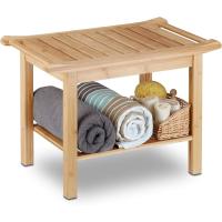 Taburete Baño con Balda, Bambú, Marrón Natural, Naturaleza - details 0