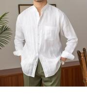Camisa de Lino para Hombre Verano 2025 Cuello Henley Elegante Manga Larga Transpirable - details 24