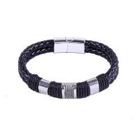 Pulsera de cuero tejido con cuentas Estilo Punk de Hip-hop para hombres - details 6