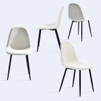 Juego de 4 Sillas de Comedor Vintage Retro Tapizadas en Gamuza con Patas Metálicas para Cocina/Salón - details 6