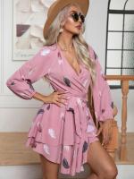 Vestido corto de manga larga con cordones para mujer, minivestido Vintage elástico, elegante y bonito, de lujo, promoción - details 14
