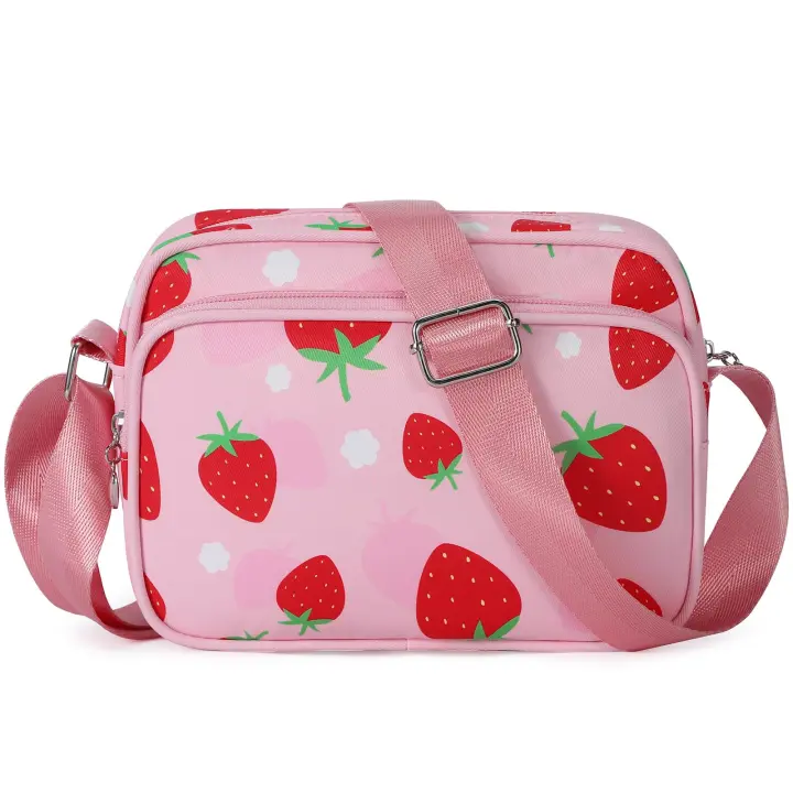 Mini mochila de fresa para mujer y niña, monedero ligero, informal, pequeña, viaje de compras - 1