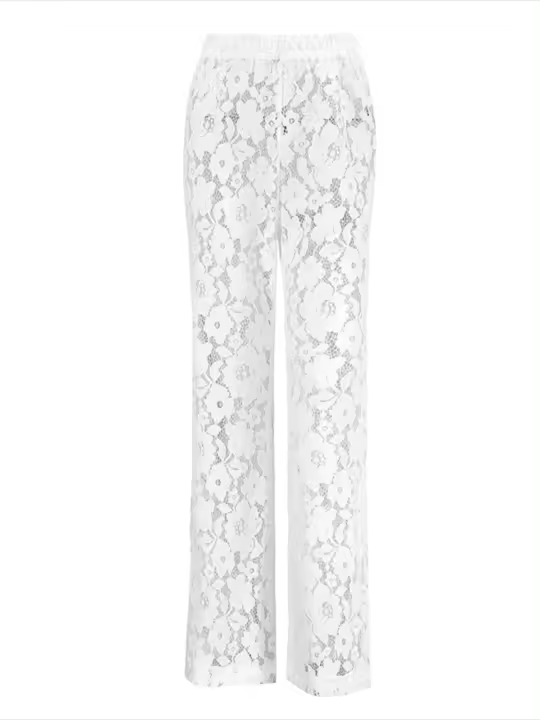Pantalones acampanados de diseño hueco de moda de cintura alta para mujer - 1