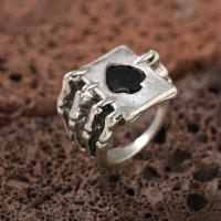 Conjunto de anillos de billar de póker de color plateado Vintage Punk para mujer Anillos de corazón gótico Hip Hop Y2k joyería de regalo masculina de moda coreana - details 22