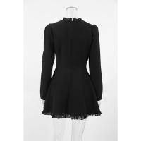 Vestido negro de línea A con diseño de manga larga para mujer, primavera verano, nuevo. - details 12