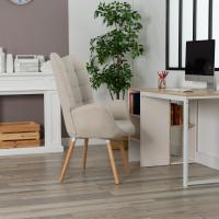 Acolchado con Reposabrazos y Patas de Madera, Tela, Beige, - details 3
