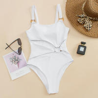 Bikini Sexy De Un Pie En Color Sólido Para Mujer Con Suspensor Vacío Estilo De Moda Espalda Descubierta Bikini De Cintura Baja - details 9