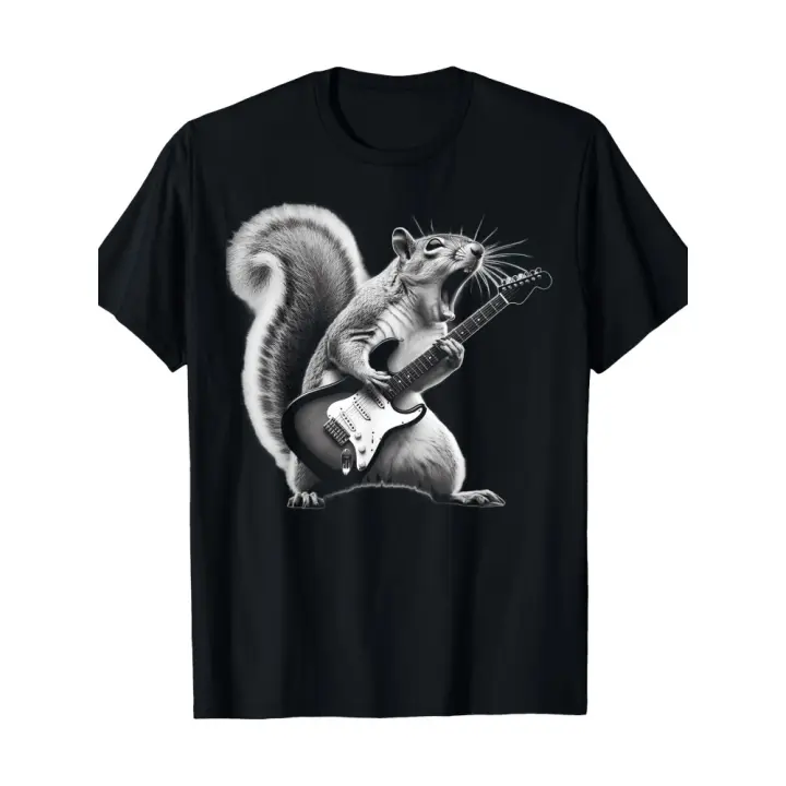 Esquilo tocando la guitarra Rock And Roll para hombres, camiseta para mujeres - 220 g - 1