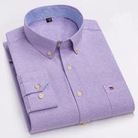 Camisa a cuadros con botones de manga larga 100% algodón para hombre, camisas Oxford a rayas a cuadros con un solo bolsillo en el pecho para trabajo, informales, de ajuste estándar - details 16