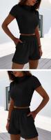 Conjunto de Pantalones Cortos Delgados de Moda Verano 2024 Top Corto Ajustado de Color Sólido y Shorts Estilo Callejero para Mujeres - details 19