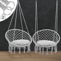 Silla Colgante 2 Cojines Asiento Ø65cm hasta 150Kg Tejido Antracita Hamaca Columpio Exterior Interior - details 11